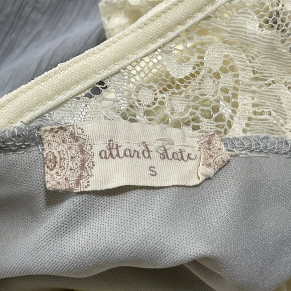 Altar'd State Slip Dress Crinkle Grey Cream S Small Sleeveless - Picture 7 of 9